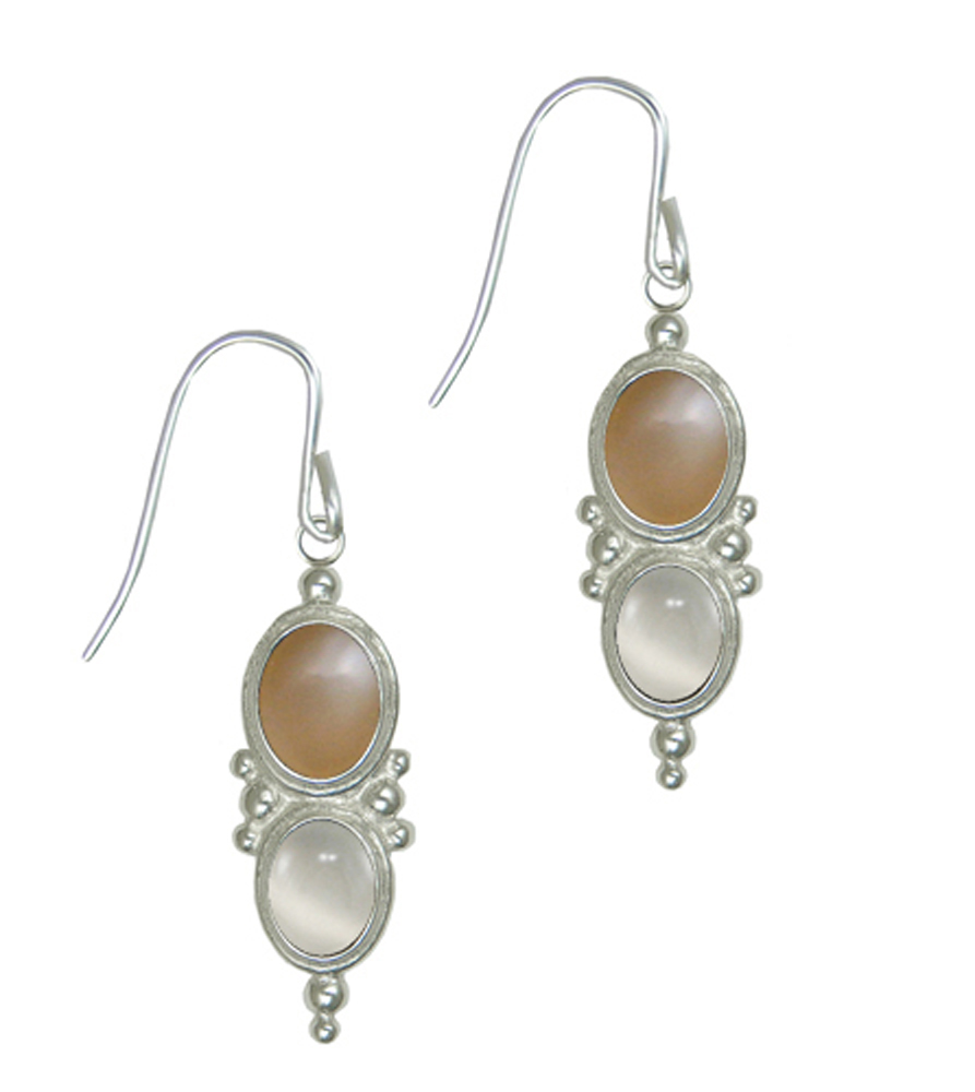 Sterling Silver Drop Dangle Earrings With Peach